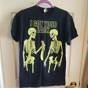 Black T-Shirt with Skeleton Graphic.Gkows In Dark!